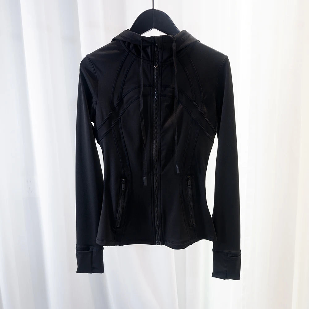 LULU FLORA New hooded jacket for summer, thin, quick drying, slimming, tight fitting, sports and elastic jacket, slim fit