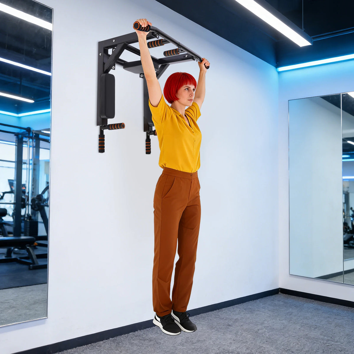 200kg Multifunctional Wall Pull-up Fitness Equipment,Indoor Dip Stand,Horizontal Bar,Training Equipment for Home Gym Workout