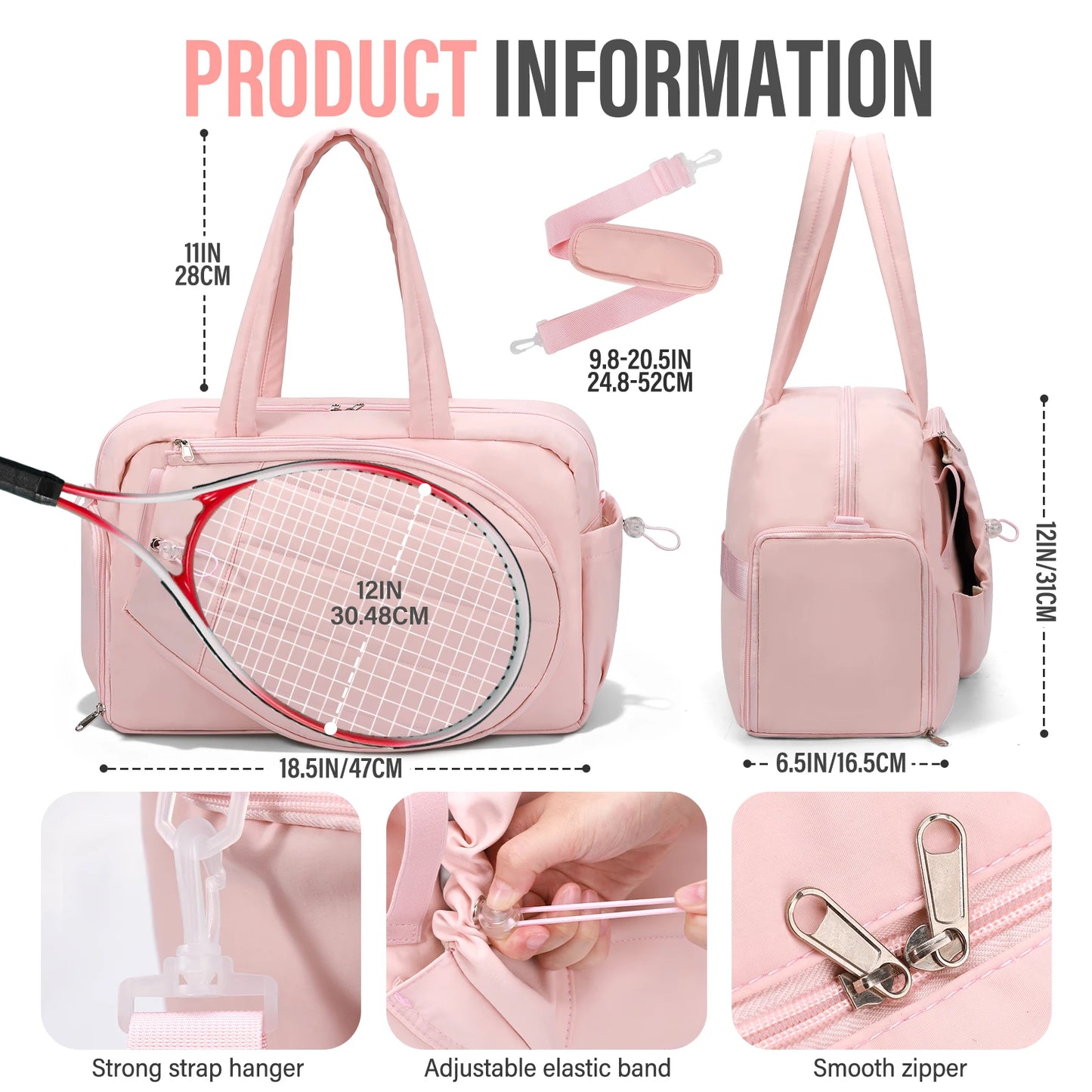 Tennis Gym Bag for Women Tennis Backpack Holds 2 Rackets with Shoe Compartment Gym Backpacks for Work Gym Bag for Women