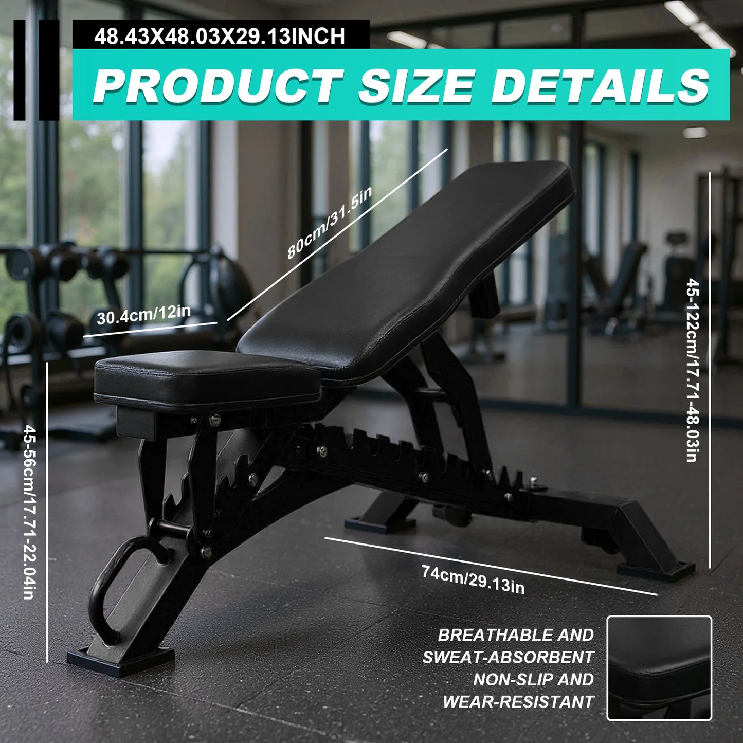 Weight Bench Adjustable Strength Training Bench Exercise Bench for Home Garage Gym