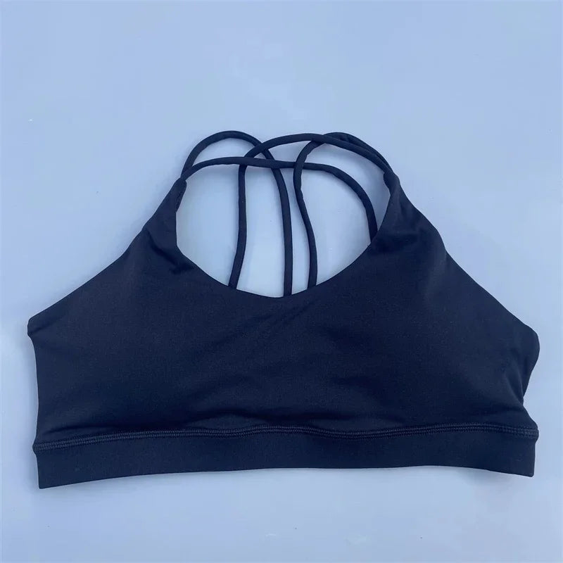 Solid Color Soft High Strength Women Cross Fitness Bra Tight Sport Top Comprehensive Training Gym Yoga Underwear With Chest Pad