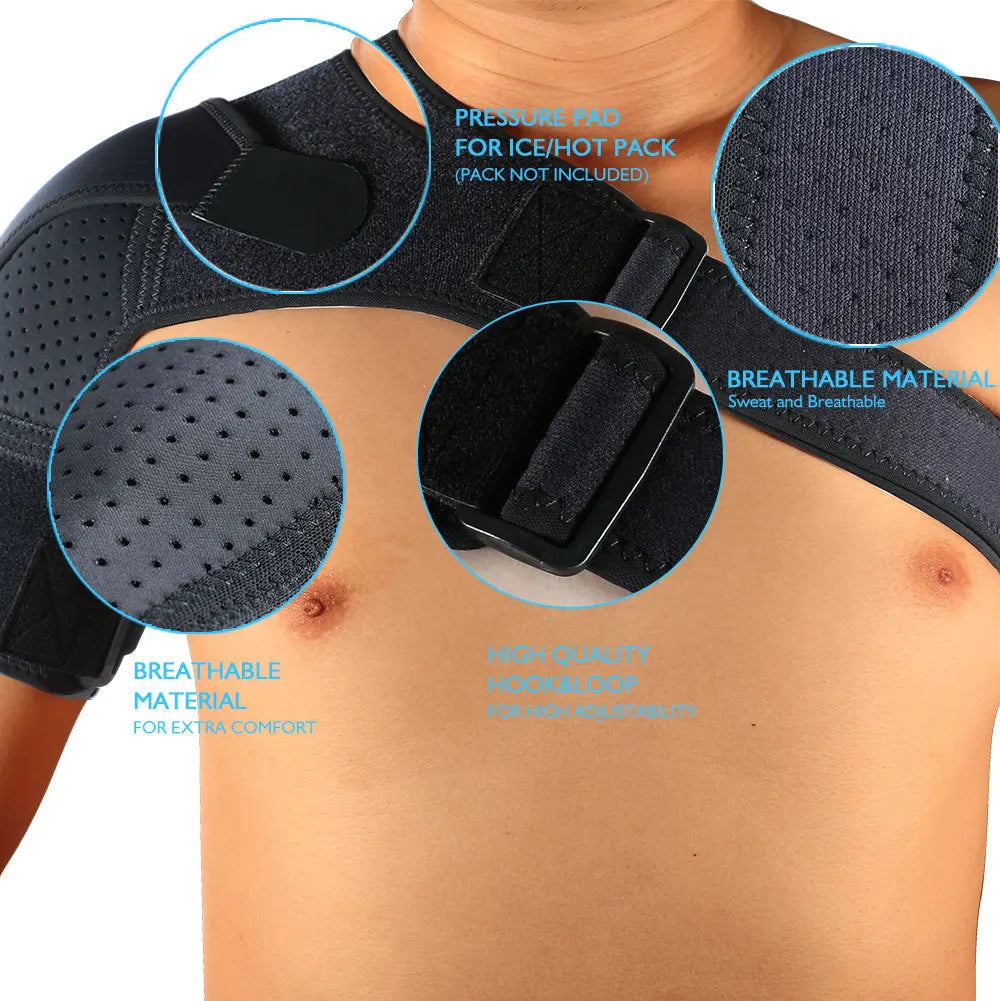 Breathable Shoulder Brace with Pressure Pad Neoprene Sleeve Ice Support Pain Shoulder Compression Air Bag Shoulder Protector