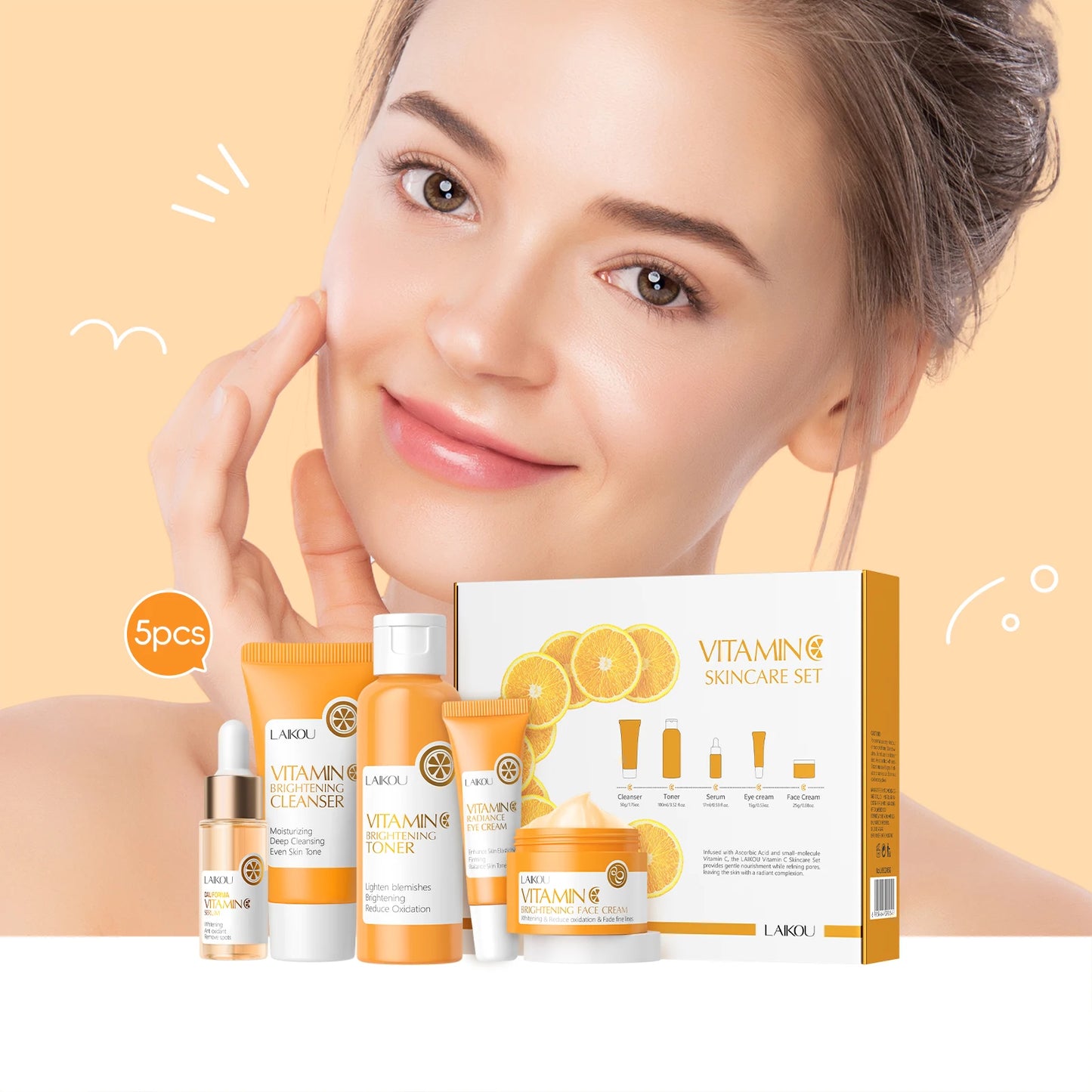 LAIKOU Vitamin C Skincare Set Brightening 5 Piece Kit