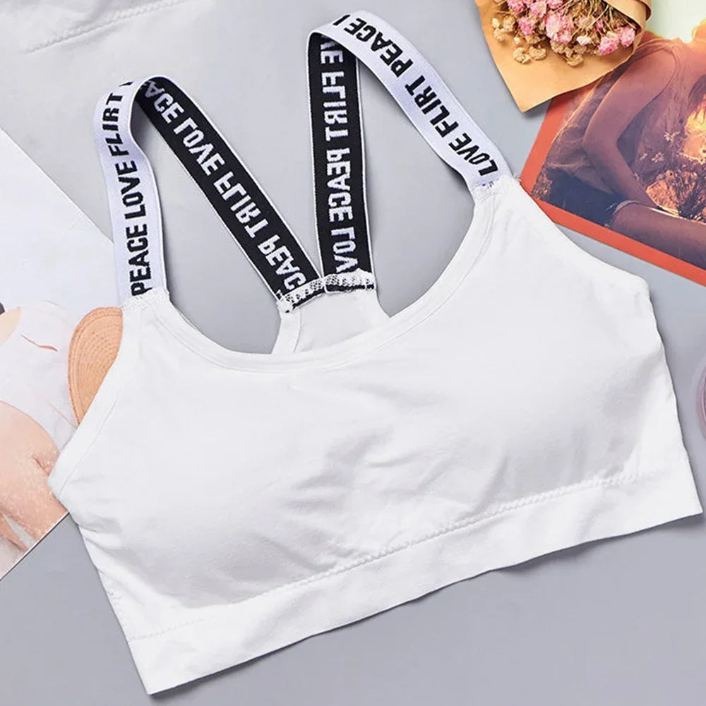 Fashion Tank Tops Sports Underwear Women Yoga Fitness Seamless Crop Top Wide Letter Straps Comfortable Workout Activewear