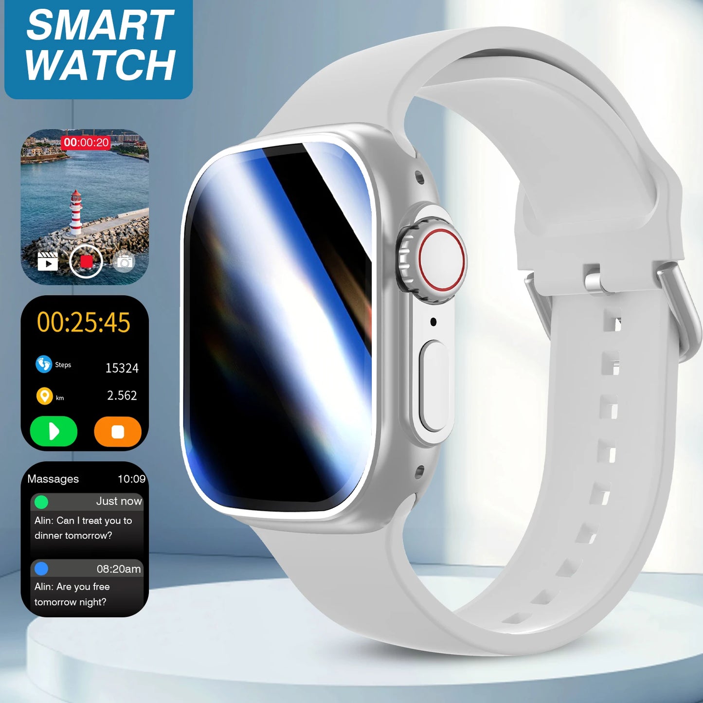 2026 New HD Full-Touch Smart Watch, Unisex - Wireless Calling/Multiple Sports Modes/Fitness Tracker, for Android and IPhone,Perfect Gift for Family and Friends