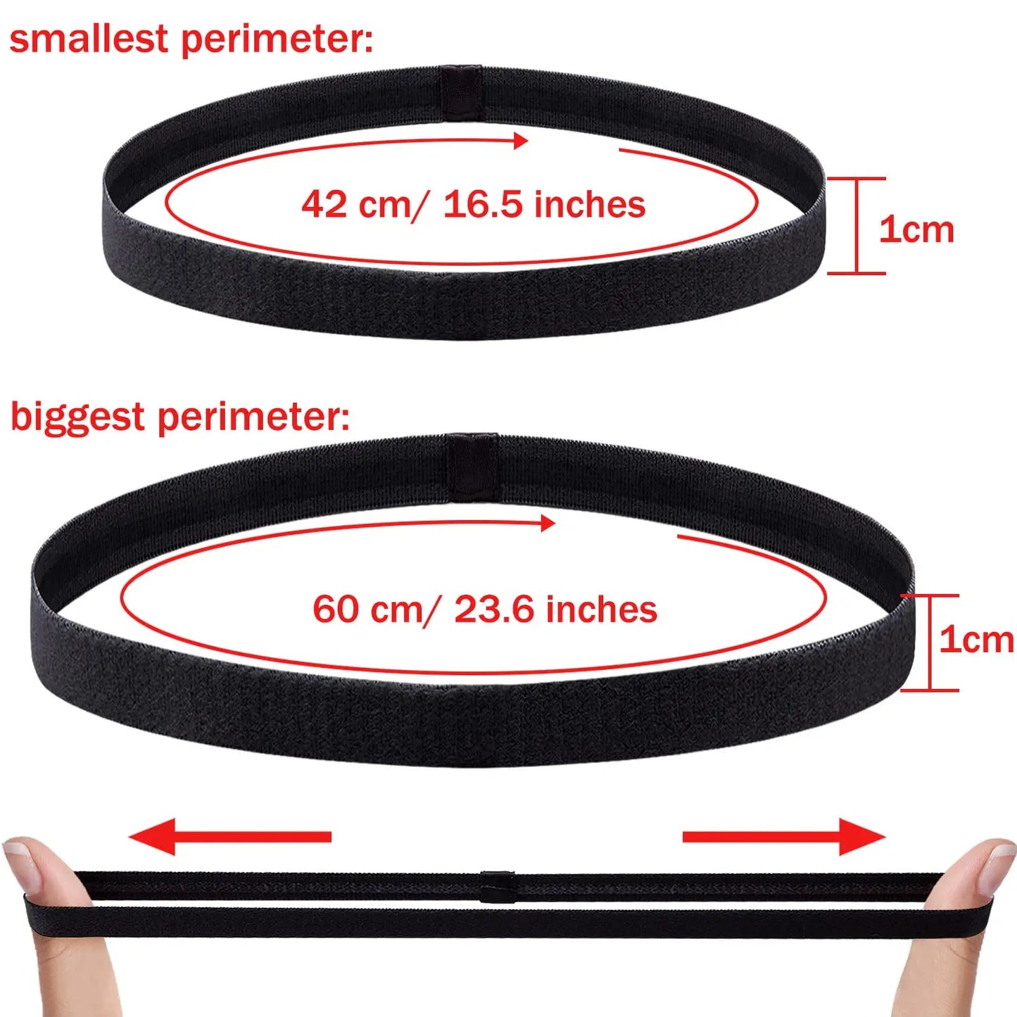 28 Non-Slip Elastic Headbands, 28 Colors, 1cm Wide, Silicone Grip for Sports, Yoga, Running
