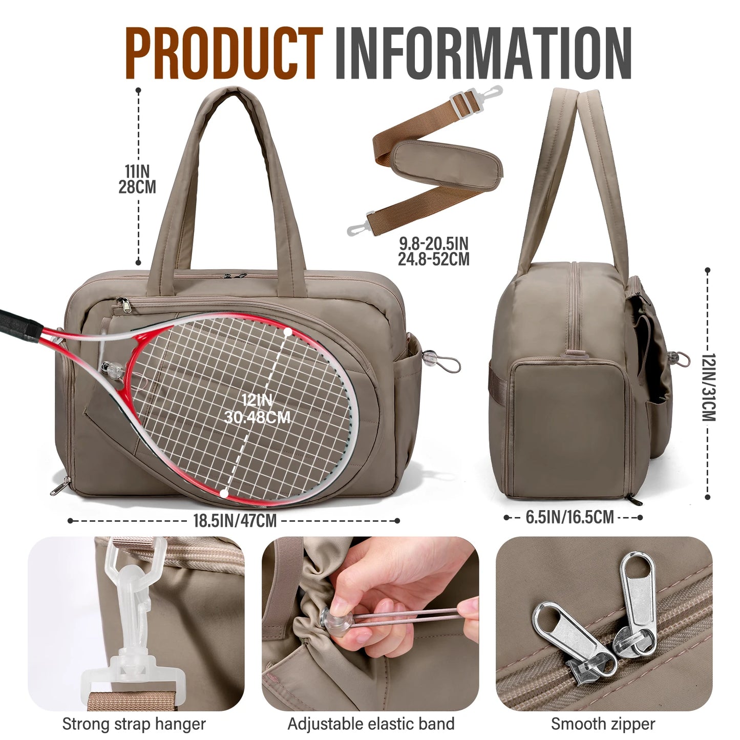 Tennis Gym Bag for Women Tennis Backpack Holds 2 Rackets with Shoe Compartment Gym Backpacks for Work Gym Bag for Women