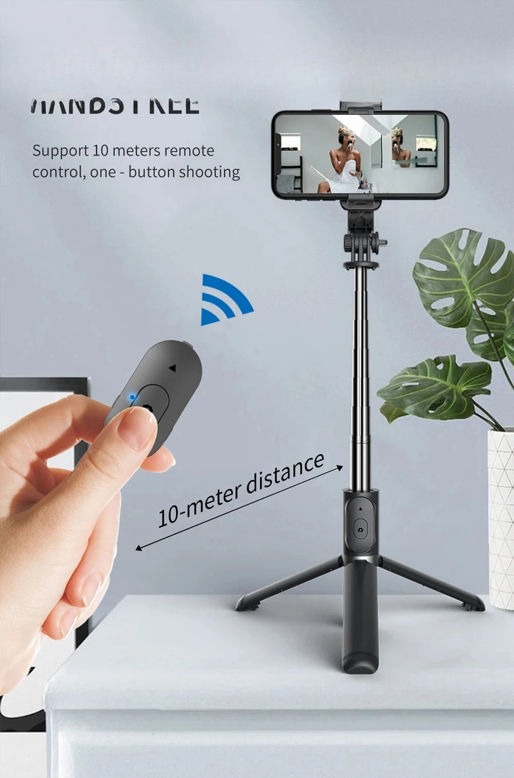 New Wireless Bluetooth Selfie Stick Tripod with Remote Extendable Tripod with Detachable for iPhone Android Smartphone