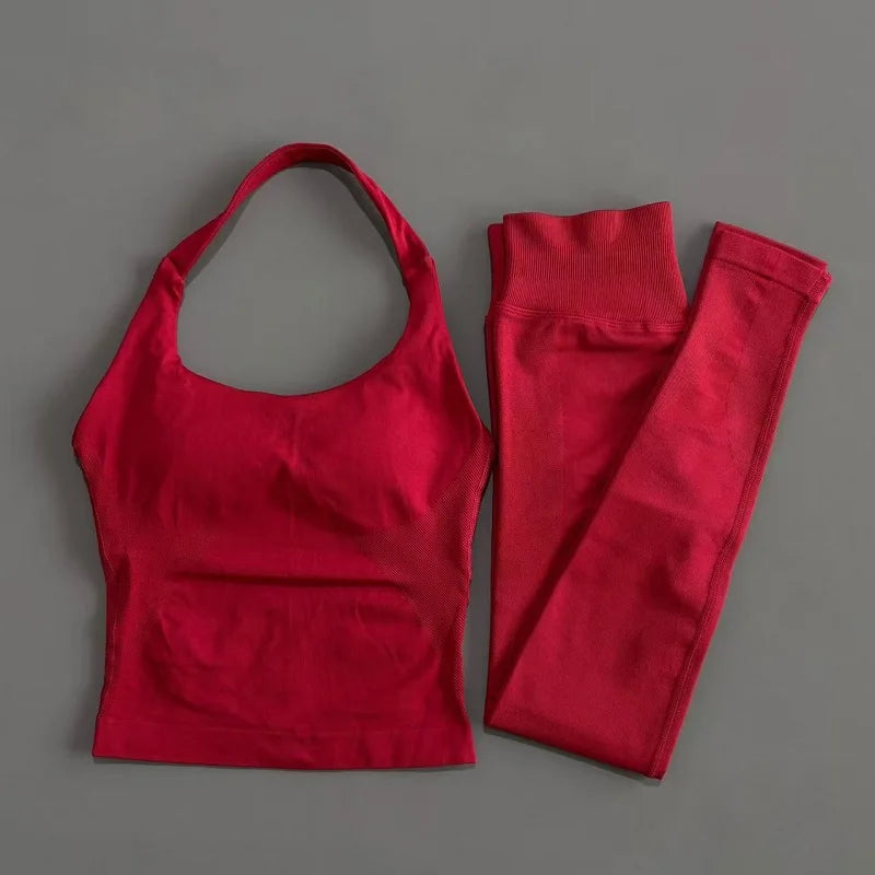 2 Pieces Sportswear Women Yoga Set Gym Clothes Sportswear Yoga Suits Fitness Set Tracksuits Sports Top Gym Leggings Set