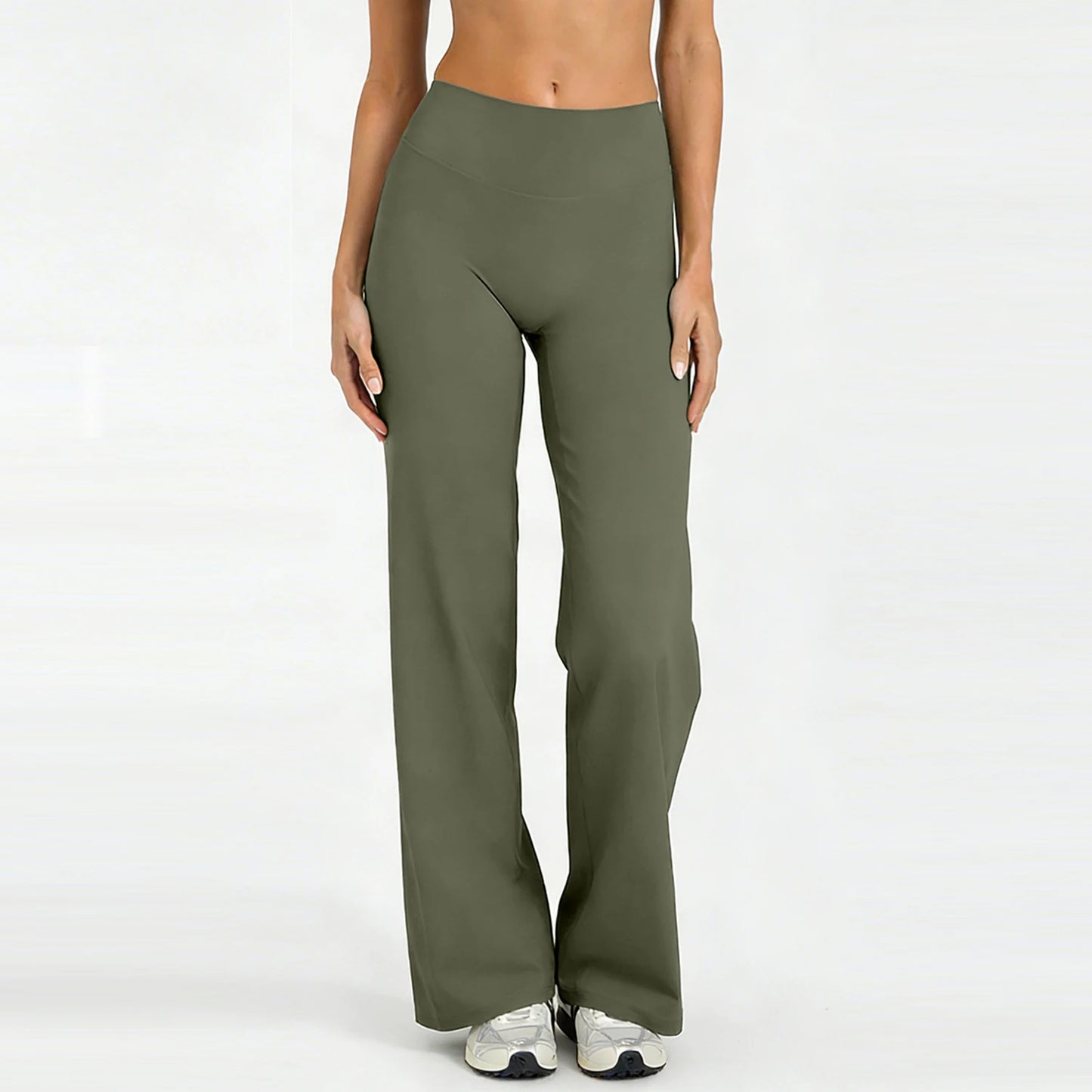 Women Yoga Wide-leg pants Straight Leg Bottoms Naked Feel Pilates Running Sports Trousers Women's Mid-Waist GYM Pants Leggings