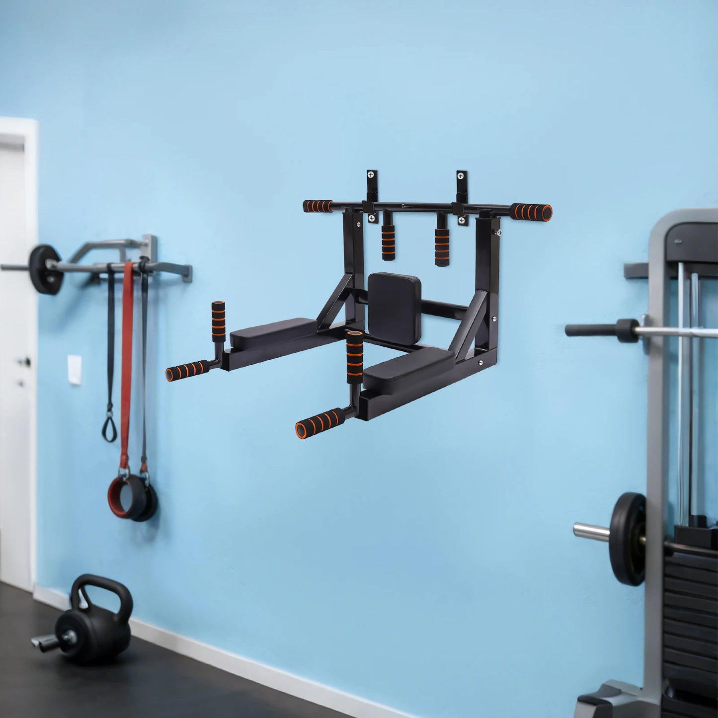 200kg Multifunctional Wall Pull-up Fitness Equipment,Indoor Dip Stand,Horizontal Bar,Training Equipment for Home Gym Workout
