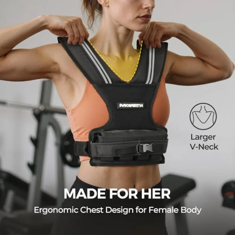 PACEARTH Adjustable Weighted Vest for Men Woman 20lb 22lb 35lb 44lb Weight-Adjustable Vest with Add-on Iron Blocks for Hardcore