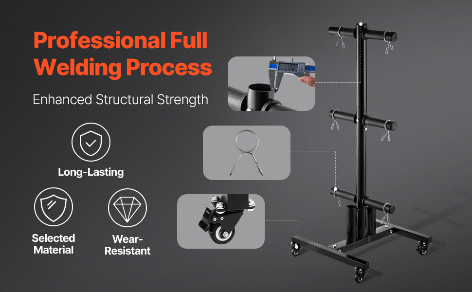 VEVOR Weight Plate Rack Standard Weight Plate Tree with Wheels 1000 lbs Load Capacity Home Gym Barbell Rack Storage Stand