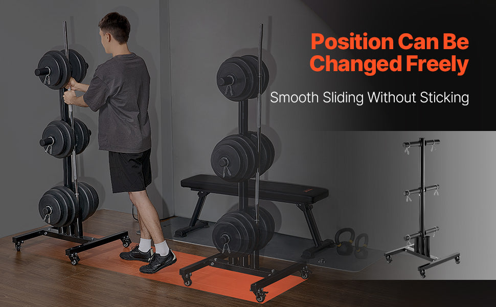 VEVOR Weight Plate Rack Standard Weight Plate Tree with Wheels 1000 lbs Load Capacity Home Gym Barbell Rack Storage Stand